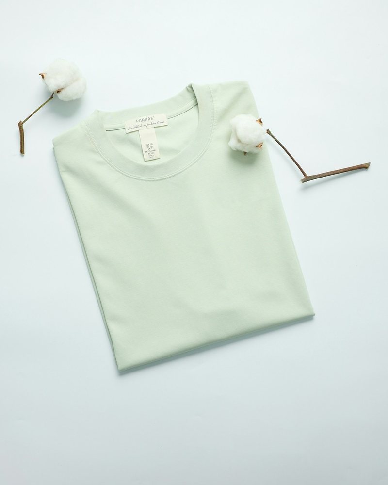 Folded sage-green t-shirt flat-lay